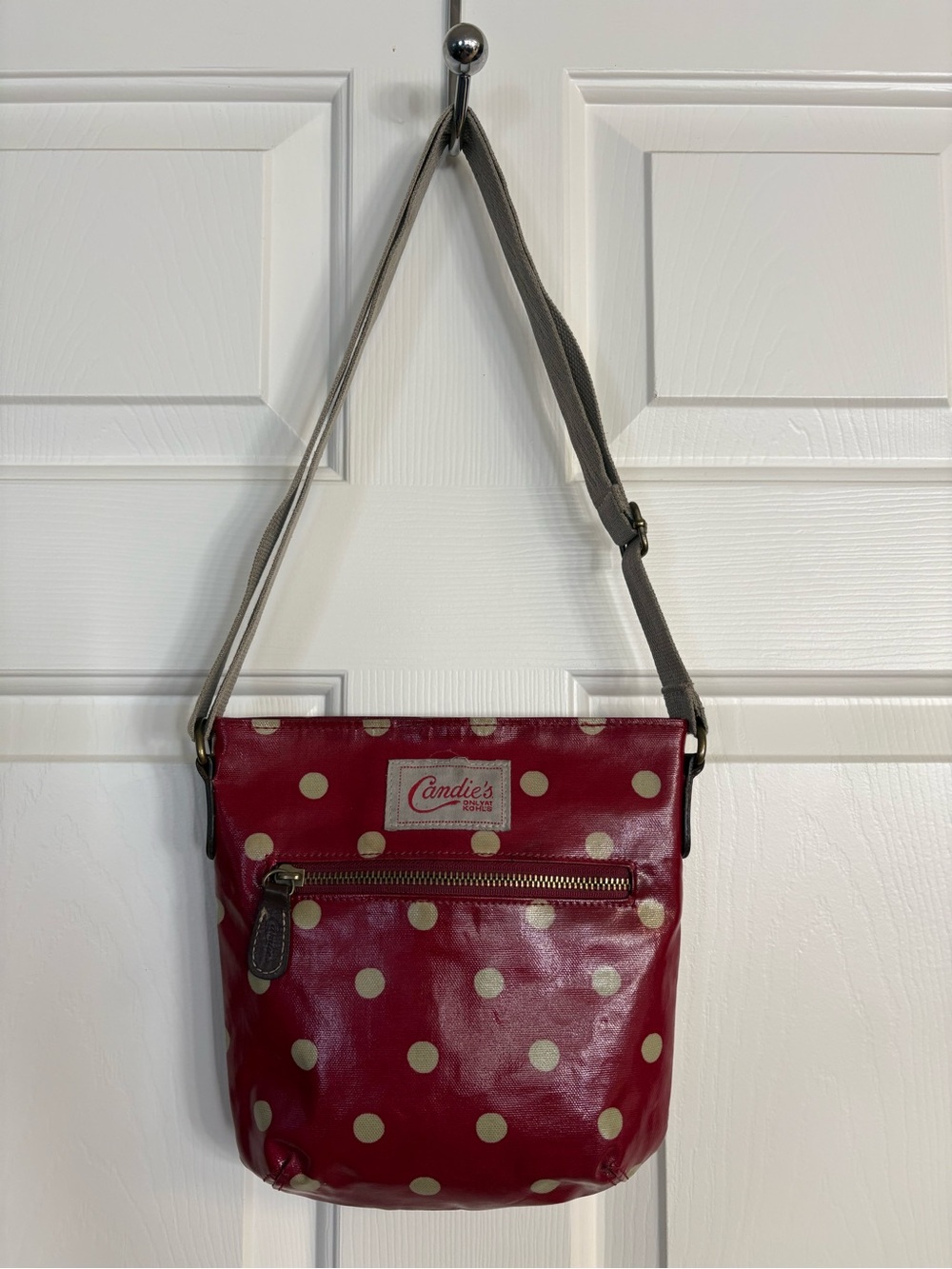 Vintage Candie's Red Polka Dot Crossbody with Cream Dots